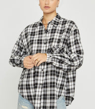 OVERSIZED PLAID FLANNEL SHIRT  IN BLACK