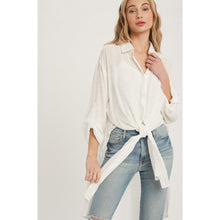 BUTTON-UP VENTED LONGLINE SHIRT IN IVORY